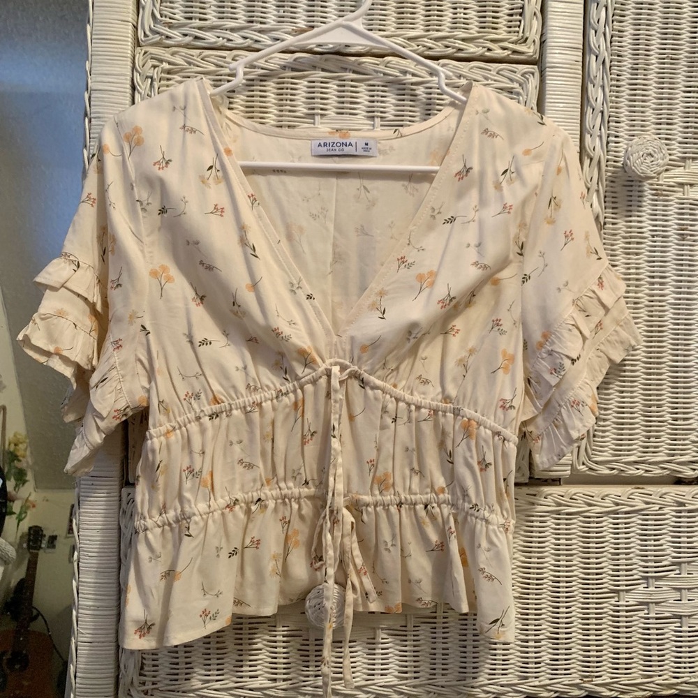 cream floral blouse